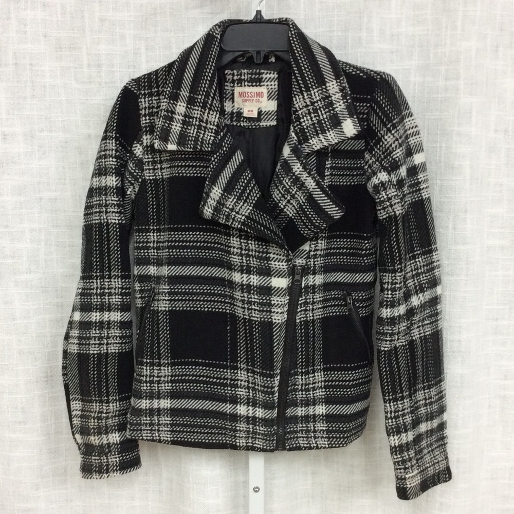 Mossimo Supply Co Medium Black & White Plaid Coat